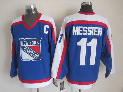New York Rangers #11 Mark Messier Light Blue With White Throwback CCM Jersey