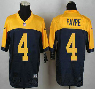 Green Bay Packers #4 Brett Favre Navy Blue With Gold NFL Nike ...  