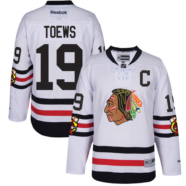 Men's Chicago Blackhawks #19 Jonathan Toews 2017 Winter Classic White Stitched NHL Throwback Hockey Jersey