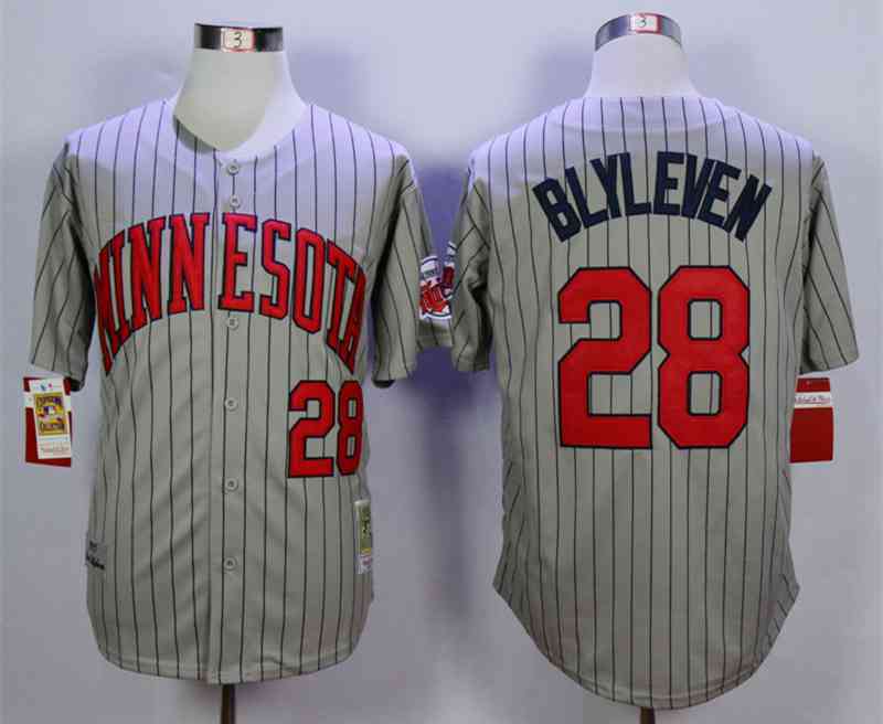 Men's Minnesota Twins #28 Bert Blyleven Grey 1987 ...