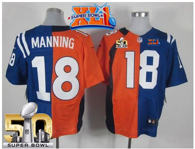 Nike Broncos #18 Peyton Manning OrangeRoyal Blue Super Bowl XLI ...  