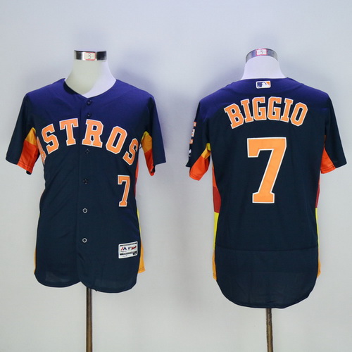 Men's Houston Astros 7 Craig Biggio Retired Navy Blue 2016 Flexbase