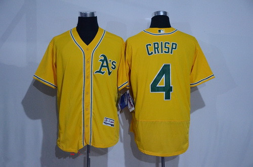 Men's Oakland Athletics #4 Coco Crisp Yellow 2016 Flex Base Majestic Stitched MLB Jersey Men's Oakland Athletics #4 Coco Crisp Yellow 2016 Flex Base Majestic Stitched MLB Jersey