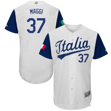 Men's Team Italy Baseball Majestic #7 John Andreoli White 2017 World Baseball Classic Stitched Authentic Jersey Men's Team Italy Baseball Majestic #7 John Andreoli White 2017 World Baseball Classic Stitched Authentic Jersey