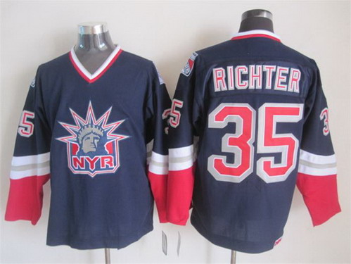 New York Rangers #35 Mike Richter Navy Blue Throwback CCM Jersey