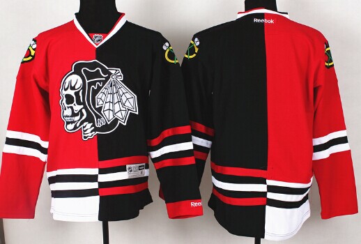 Blackhawks black skull jersey shop