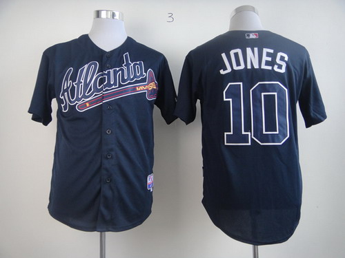 Atlanta Braves #10 Chipper Jones Navy Blue Jersey on sale,for  Cheap,wholesale from China