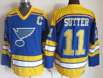 St. Louis Blues #11 Brian Sutter White Throwback CCM Jersey on