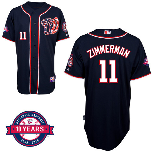 Men's Washington Nationals Ryan Zimmerman Majestic Navy Official Player  Name & Number T-Shirt