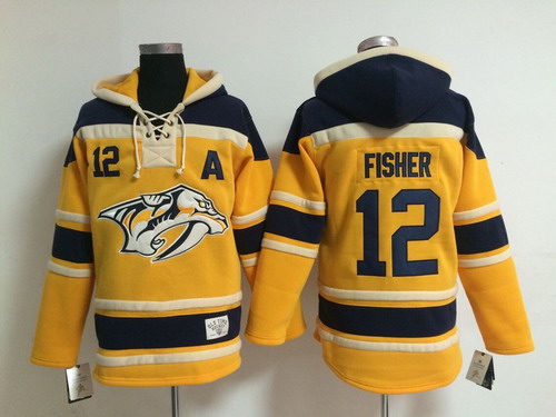 علاج تصلب الرقبة Old Time Hockey Nashville Predators #12 Mike Fisher Yellow Hoodie ... علاج تصلب الرقبة