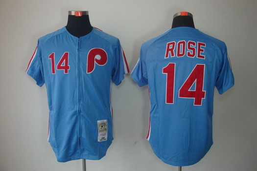 Philadelphia Phillies #14 Pete Rose 1980 Blue Throwback Jersey on