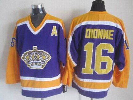 Los Angeles Kings #16 Marcel Dionne Purple With Yellow Throwback CCM Jersey
