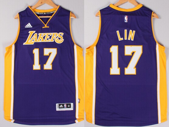 Los Angeles Lakers #17 Jeremy Lin Revolution 30 Swingman 2014 New Black  With Purple Short-Sleeved Jersey on sale,for Cheap,wholesale from China