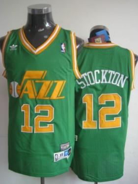 Utah Jazz Swingman Green John Stockton Throwback Jersey - Men's