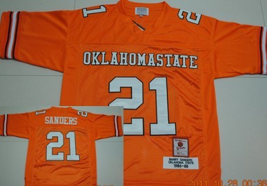 Oklahoma State Cowboys #21 Barry Sanders Orange Throwback Jersey on  sale,for Cheap,wholesale from China