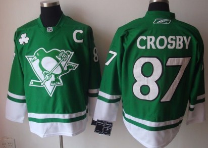 Pittsburgh Penguins 87 Sidney Crosby St. Patrick s Day Green Jersey on sale for Cheap wholesale from China