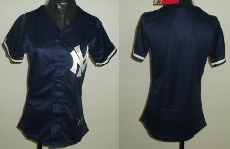 New York Yankees Blank Navy Blue Womens Jersey