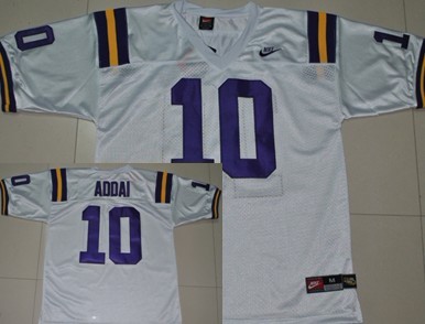 LSU Tigers #10 Joseph Addai White Jersey 