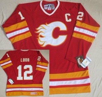 Calgary Flames #12 Hakan Loob Red Third 