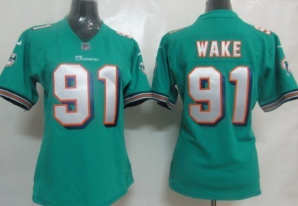 Nike Miami Dolphins #91 Cameron Wake Green Game Womens Jersey