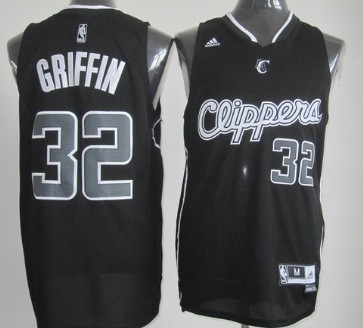 Los Angeles Clippers #32 Blake Griffin Revolution 30 Swingman All Black With White Jersey 