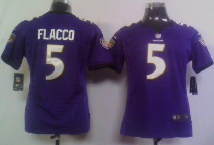 Nike Baltimore Ravens #5 Joe Flacco Purple Game Womens Jersey