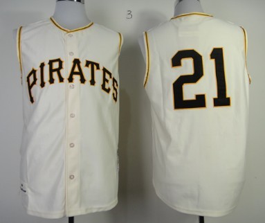 Pittsburgh Pirates #21 Roberto Clemente 1960 Cream Sleeveless Throwback  Jersey on sale,for Cheap,wholesale from China