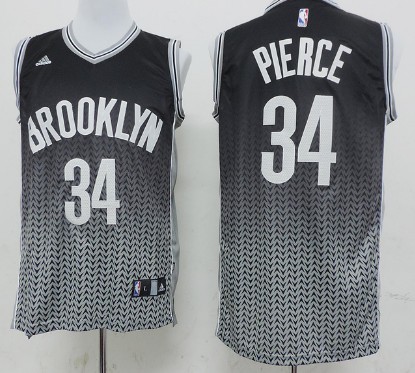 Brooklyn Nets #34 Paul Pierce Black/White Resonate Fashion Jersey