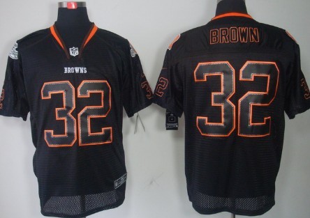 Nike Cleveland Browns #32 Jim Brown Lights Out Black Elite Jersey 