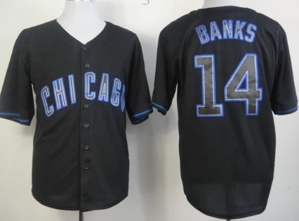 Chicago Cubs #14 Ernie Banks Black Fashion Jersey on sale,for