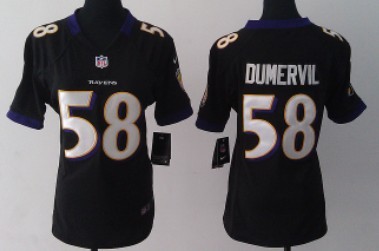 Nike Baltimore Ravens #58 Elvis Dumervil Black Game Womens Jersey