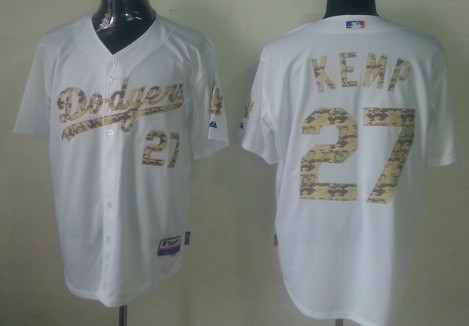 Los Angeles Dodgers #27 Matt Kemp White With Camo Jersey on sale