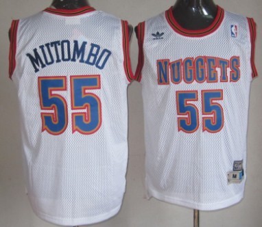 Denver Nuggets #55 Dikembe Mutombo Blue Rainbow Swingman Throwback