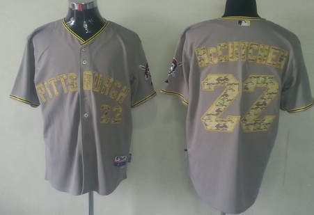 Pittsburgh Pirates #22 Andrew McCutchen Gray With Camo Jersey on