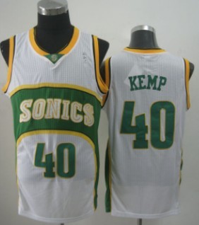 Seattle Supersonics #40 Shawn Kemp 1994-95 White Swingman Jersey 