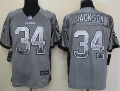Nike Oakland Raiders #34 Bo Jackson Drift Fashion Gray Elite Jersey