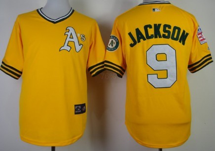 Oakland Athletics #9 Reggie Jackson 1968 Yellow Throwback ...