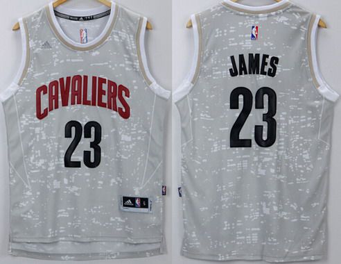 Men's Cleveland Cavaliers #23 LeBron James Adidas 2015 Gray City Lights Swingman Jersey