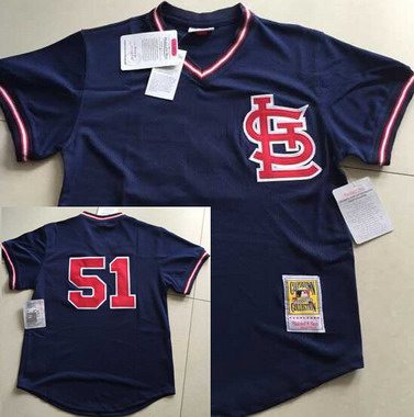 Men's St. Louis Cardinals #51 Willie McGee Mesh BP Navy Blue Throwback  Jersey on sale,for Cheap,wholesale from China