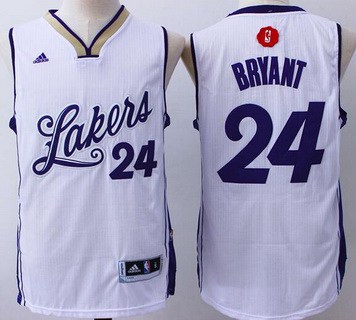 Men 8 Kobe Bryant Jersey White Christmas Los Angeles Lakers Swingman Jersey