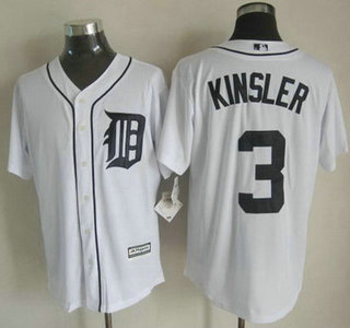 Detroit Tigers #3 Ian Kinsler 2015 White With Navy Jersey