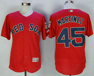 Men's Boston Red Sox #45 Pedro Martinez Retired Red Stitched MLB 2016 Majestic Flex Base Jersey 