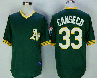 Men's Oakland Athletics #33 Jose Canseco Green Pullover Throwback