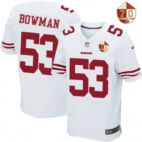 Men's San Francisco 49ers #92 Quinton Dial White 70th Anniversary Patch Stitched NFL Nike Elite Jersey Men's San Francisco 49ers #92 Quinton Dial White 70th Anniversary Patch Stitched NFL Nike Elite Jersey