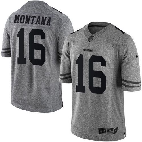 Nike 49ers 16 Joe Montana Gray Men's Stitched NFL Limited Gridiron Gray Jersey on sale,for