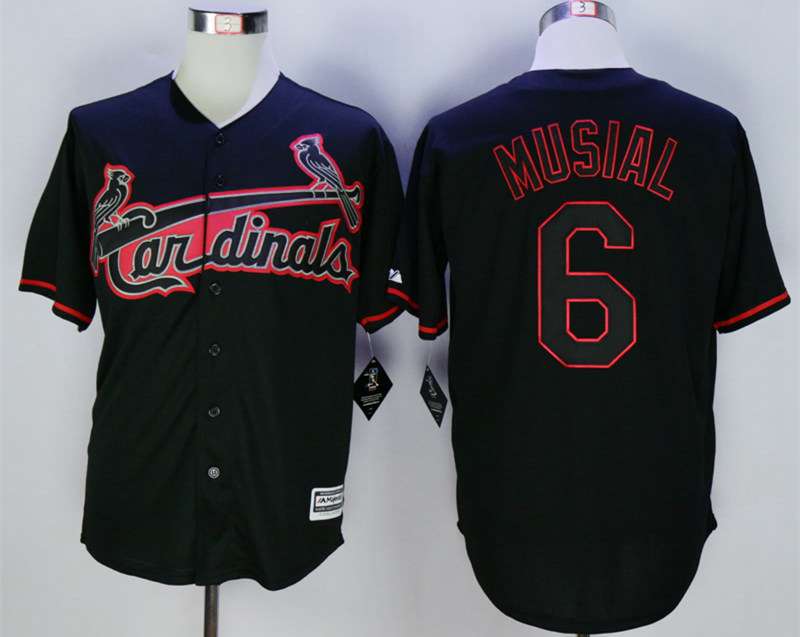 Men's St. Louis Cardinals #6 Stan Musial Black New Cool Base