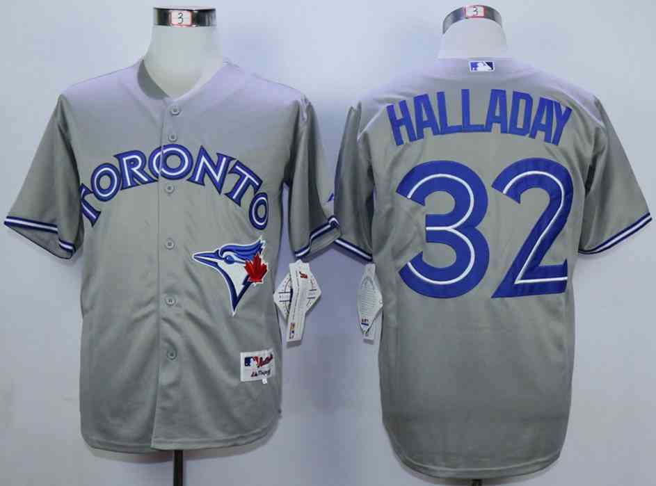 Men's Toronto Blue Jays 32 Roy Halladay Blue Cool Base Jersey on sale