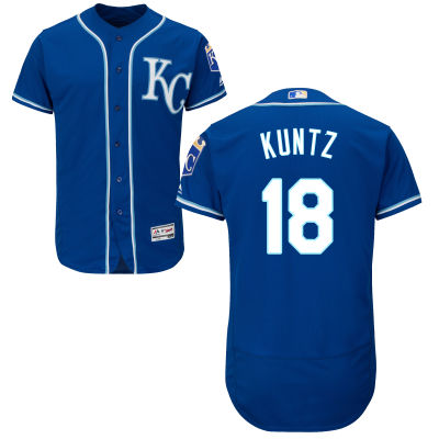 Men's Kansas City Royals Coach #18 Rusty Kuntz Navy Blue KC