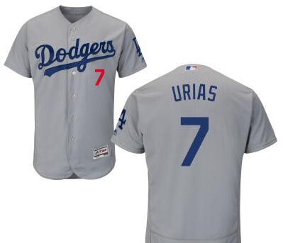 Men's Los Angeles Dodgers #7 Julio Urias Gray Cool Base Majestic