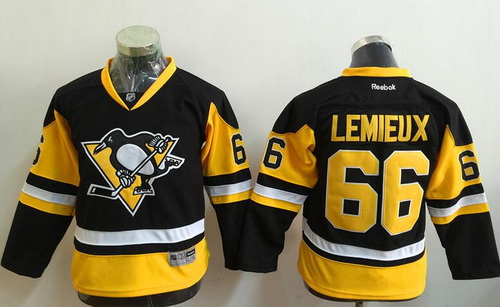 Youth Pittsburgh Penguins #66 Mario Lemieux Retired Black Third Reebok